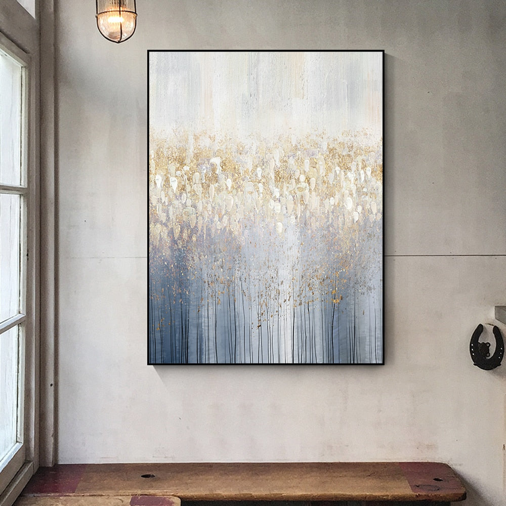 Tableau Abstrait Bleu et Or