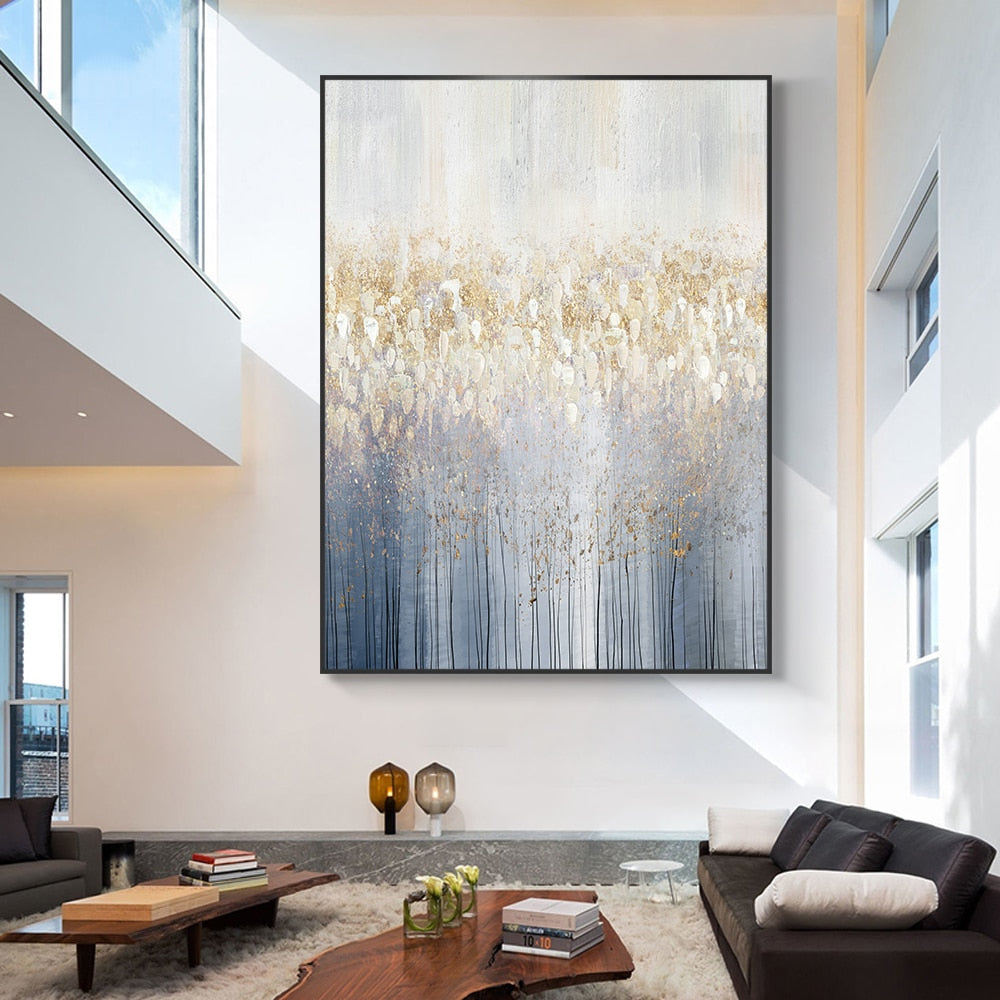 Tableau Abstrait Bleu et Or