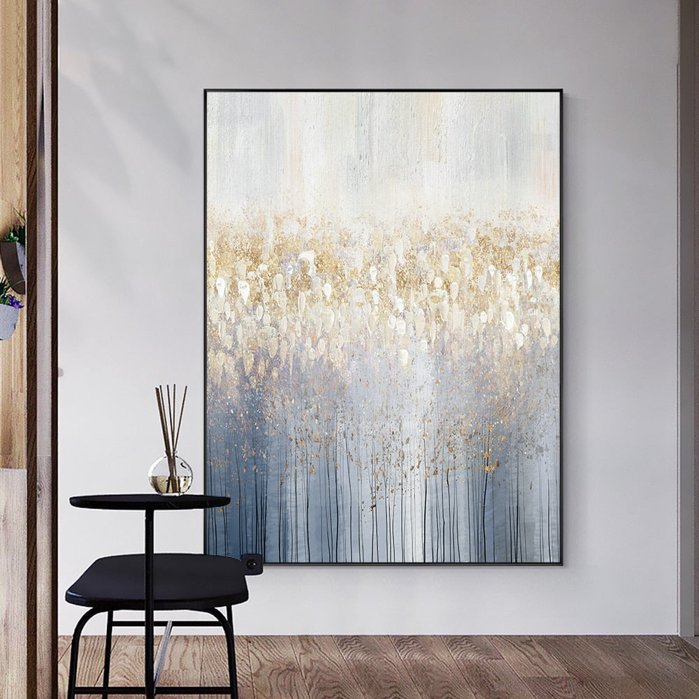 Tableau Abstrait Bleu et Or