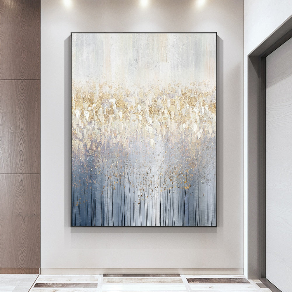 Tableau Abstrait Bleu et Or